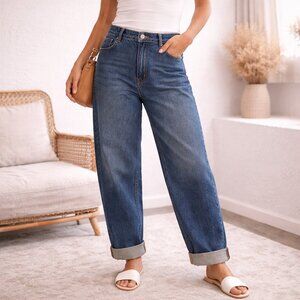 NWT a.n.a High Waist Balloon Leg Jeans - Dk Oasis - Size 8